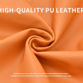 HOMECOVER Dining Room Chair Seat Covers Set of 2 Waterproof Chair Covers, PU Leather Chair Cover Seat Surface Removable Stretch Dining Room Chair Seat Covers for Dining Room Chairs, Set of 2, Orange