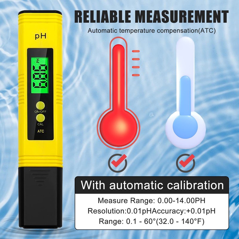 3-in-1 PH Meter, PH Tester Pool Digital PH Value Meter