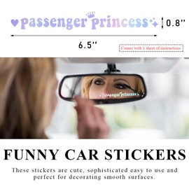 Yourkar Passenger Princess Sticker, Cute Stickers for Car Window Rearview Mirror, Girls Automotive Window Rearview Mirror Decoration Stickers, Universal Car Accessories (Colorful Laser, Short)