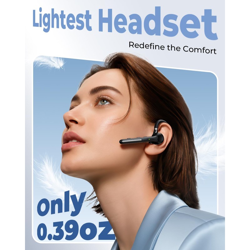 Ngsod Bluetooth Headset V5.4, Bluetooth Earpiece with 500mAh Charging Case,