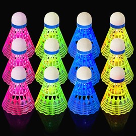 GOMETY Pack of 20 LED Luminous Badminton Balls, Windproof, Durable Shuttlecock, Innovative Design Badminton Balls for Beginners, Indoor, Outdoor, Leisure Training, Shuttlecock Set (Pink)