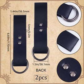 GORGECRAFT Pack of 2 PU Leather Skirt Hiking Skirt Renaissance Medieval Black Vintage Skirt Hiking Clips Jug Strap Waistband Accessories for Renaissance Costumes Belt Fairground Viking Cosplay Garment