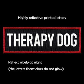 FITZNORA 2 Pcs Reflective Therapy Dog Patch Set with Hook and Loop Fastener, Embroidered Border with Printed Letters Patch for Dog Vest Harness Collar (6 x 2 inches)