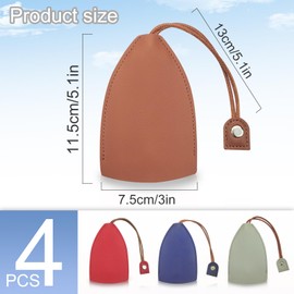 FuninCrea 4 PCS Key Case, PU Car Key Case Key Pouch with Rope and Snap-fastener, Cute Rabbit Pattern Key Fob Case for Car Key (Solid color 2)