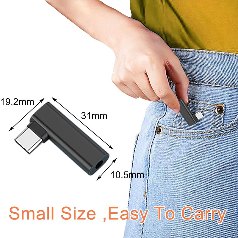 EUZUXU USB C to 3.5mm Headphone Adapter, 90 Degree USB
