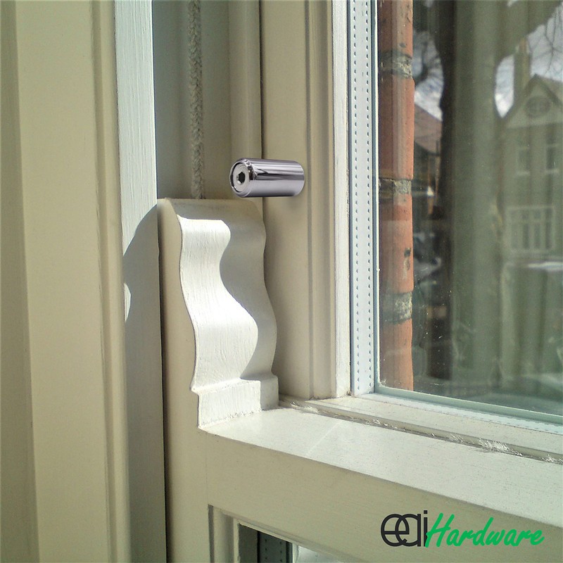 EAI Sash Window Stop for Security and Ventilation | Polished