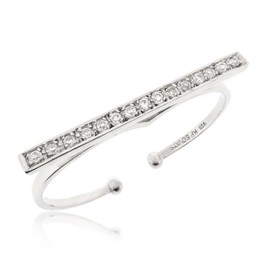 Sovats Women's Two Finger Band Ring CZ, Sterling Silver, Cubic Zirconia