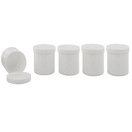 Kosmetex Leere Dose, Kosmetikdose weiÃ, rund 100gr / 125ml Schraubdose, Kunststoffdose, Cremedose, Kruke, Salbendose, 5 x 100gr / 125ml
