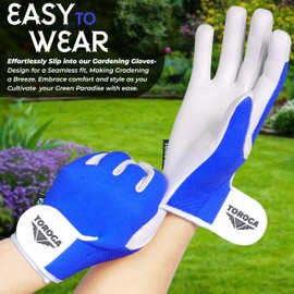 Toroga Work Gloves Multipurpose Gardening Gloves, Safety Working Gloves with High Grip, Heavy Duty Working Gloves For Men And Women Made to Fit on Hands. (Blue, L)