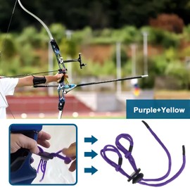 ECSiNG 2PCS Archery Finger Sling Adjustable Recurve Bow Fingersling Archery Bow Rope for Recurve Bow Replacement Accessories Purple & Yellow