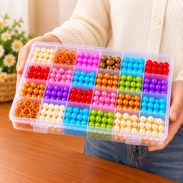 Clear Plastic Jewelry Organizer Box for Beads & Small Accessories