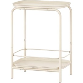 VASAGLE 2-Tier Outdoor Table, Small Side End Table with Tray Storage, Bedside Nightstand for Living Room, Bedroom, Modern Style, Cream White ULET243W01