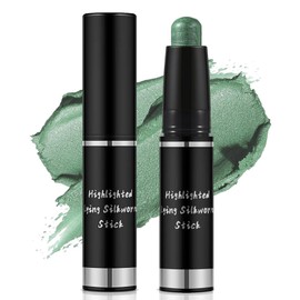 Bright & Deep Green Shimmer Eyeshadow Stick – Metallic Cream Eyeshadow Crayon, High Pigmented Eyeliner Pencil with Glitter, Waterproof Long Lasting, Smooth & Easy to Apply for Artistic Eye Makeup