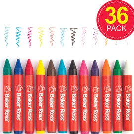Baker Ross AR872 Chunky Wax Crayons for Kids Arts and Crafts School Classroom Supplies, Assorted, 36 Count (Pack of 1)