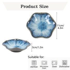 Dmnnlp Tea Bag Dish, Ceramic Spoon Rest 4.3 Inch, Flower Shape Small Bowls for Dips, Spoon Holder Kitchen, Condiment Dish, Snack Bowls, Sushi Soy Dish 2pcs (Grey)