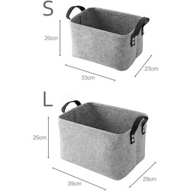 Pack of 2 Felt Basket Storage Basket with Two Handles, Foldable Felt Storage Basket, Storage Box for Clothes, Towels, Accessories and Storage (S+L, Grey)