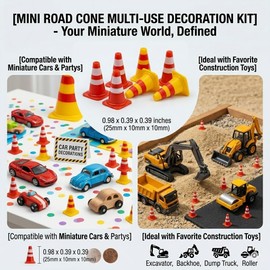 30pcs Mini Traffic Cones – Small Traffic Cones Plastic Mini Orange Cones for Micro Landscape Sand Table, Diorama, Model Road Signs, Caution Cones for Mini Construction Scenes