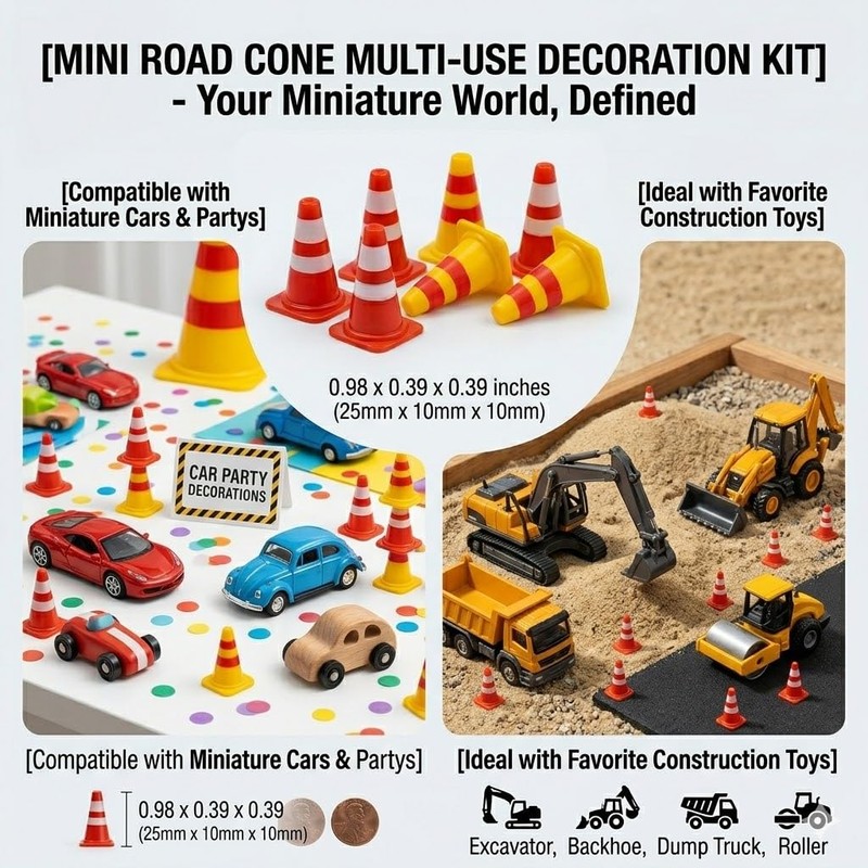 30pcs Mini Traffic Cones – Small Traffic Cones Plastic Mini