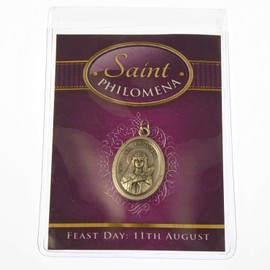 Catholic Gift Shop Medal - Saint Philomena Medal with Plastic Keepsake Wallet & Feast Date