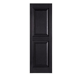 Perfect Shutters Premier Raised Panel Exterior Decorative Shutter, 15" x 51", Black
