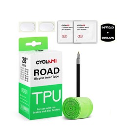 CYCLAMI 30g Ultralight 700C Bike Inner Tube TPU Road Bicycle Tire 28'' Compatible with 700x18/23/25/28/30/32C Presta Valve 45/65/85mm(Include Bike Inner Tire Patch Repair Kit) (1P-30g-FV:65mm)