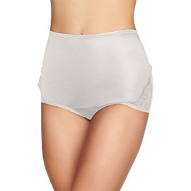 Vanity Fair Women's Perfectly Yours High Waisted Brief Panties, Lace Nouveau-Star White, 10