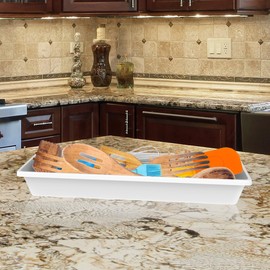 Lavish Home Storage Bin-Plastic Drawer Organizer Tray with Non-Slip Liner for Kitchen, Vanity – Tableware, Office Supplies, and Makeup