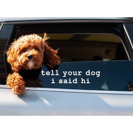 Tell Your Dog I Said Hi Sticker for Cars Funny Car Vinyl Bumper Sticker Window Decal (18cm, White)