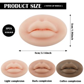 UPIQNG 3Pcs Silicone Fake Lips 3D Practice Lip Model Tattoo Practice Fake Skin Soft Makeup Practice Tool for Lip Tattoo Training