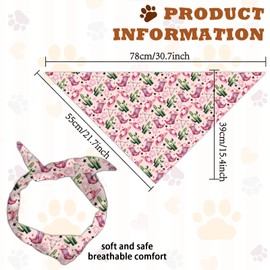 arricraft Dog Bandana with Cowboy Motif, 1 Piece 78 x 39 cm (30.7 x 15.35 Inches) Pink Western Cowboy Boots Hat Triangle Adjustable Comfortable Pet Bib Washable Cotton Scarf Neckerchief for Large Dogs