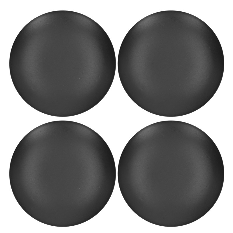 4pcs Iron Plate Candle Holder Retro Modern Round Black Matte