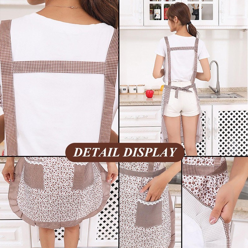 CQQNIU 2 Pieces Floral Aprons, Waterproof Aprons, Kitchen Aprons, Gardening