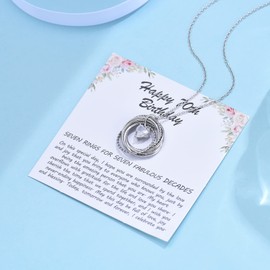 EPIRORA 70th Birthday Gifts for Women, Dainty 7 Circles Heart Cubic Zirconia Pendant Necklace for Her, 70 Years Old Birthday Jewelry Gifts