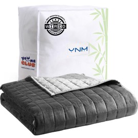 YnM Cooling Weighted Blanket for Adults, Cooling & Cozy Velvet Dual-Sided, 15lbs Heavy Bed Throw for Couple, Four Seasons Use (88x104 Inches, Queen or King Bed, Dark/Light Gre)