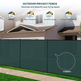 Bynbbur 5'x24' Green Outdoor Divider Privacy Fence with Iron Poles Dog Fence with Ground Spikes Garden Metal Fence for Backyard Patio Yard Barrier Border Divider