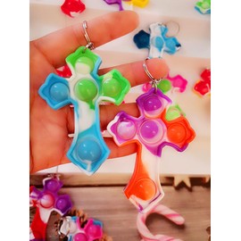 colorbopop 20 Packs Bulk Mini pop Bubble Fidget Cross Keychain Toys,Summer Party Favors Gifts,Classroom Students Prizes,Boys Girls Birthday Small Gifts .