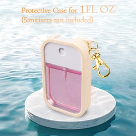 COCGVEL Silicone Case Compatible with Touchland Hand Sanitizer Spray, Protective Case with Keychain for Power Mist and Glow Mist 1 fl oz, Hand Sanitizer Spray Accessory (Blush Beige, 1 Ounces)