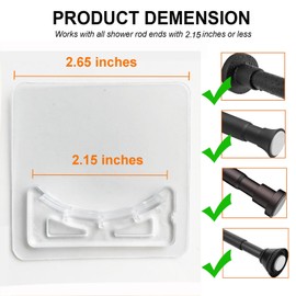 Venupple Spring Tension Rod Holder, 4 Packs Transparent Shower Rod Bracket No Drilling, Adhesive Tension Curtain Rod Retainer Shower Curtain Rod Holder, 2.15 inches