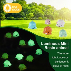 dsooldre 50 Pcs Cute and Slightly Style Resin Tiny Animals Mini Glow Creatures Mini Figurines Bulk Decoration Mini Garden Landscape Aquarium Doll House Decoration DIY Crafts Accessories