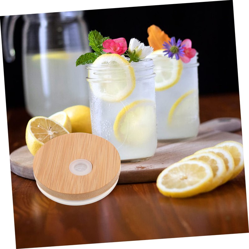 VICASKY 4Pcs Bamboo Jar Lids for Wide Mouth Jars Practical