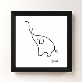 Picasso Cute Elephant Picture Framed Poster aoipro (Black Frame, 7.9 x 7.9 inches (20 x 20 cm)