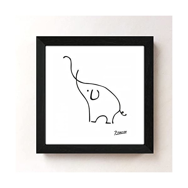 Picasso Cute Elephant Picture Framed Poster aoipro (Black Frame, 7.9