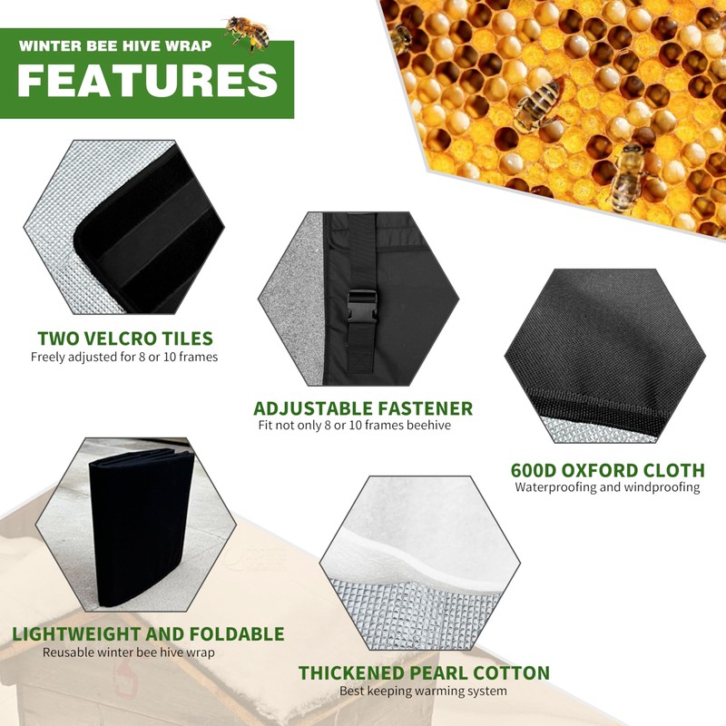 Winter Bee Hive Wrap for 8 and 10 Frame Hives,