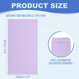 PATIKIL 100 Pcs Money Envelopes (6.5" x 3.5") for Cash and Gift Management Savings Challenge Envelopes for Coins, Small Stamps, Tickets, Jewelry, Passport, Cards, Purple