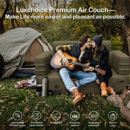 Luxchoice Inflatable Couch Multifunctional Durable Inflatable Sofa with Built in Pump Inflatable Furniture Portable Blow Up Couch for Camping Backyard Outdoor Glamping Inflatable Chair Movie Loveseat