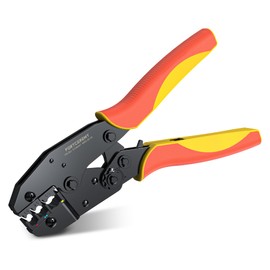 Ratchet Crimping Plier, FortCeremy Insulated Ratcheting Wire Terminal Crimp Tool, Orange AWG20-10 (0.5-1.5/1.5-2.5/4-6mm²) Hand Crimping, Electrical Crimper Plier for Electrical Connectors
