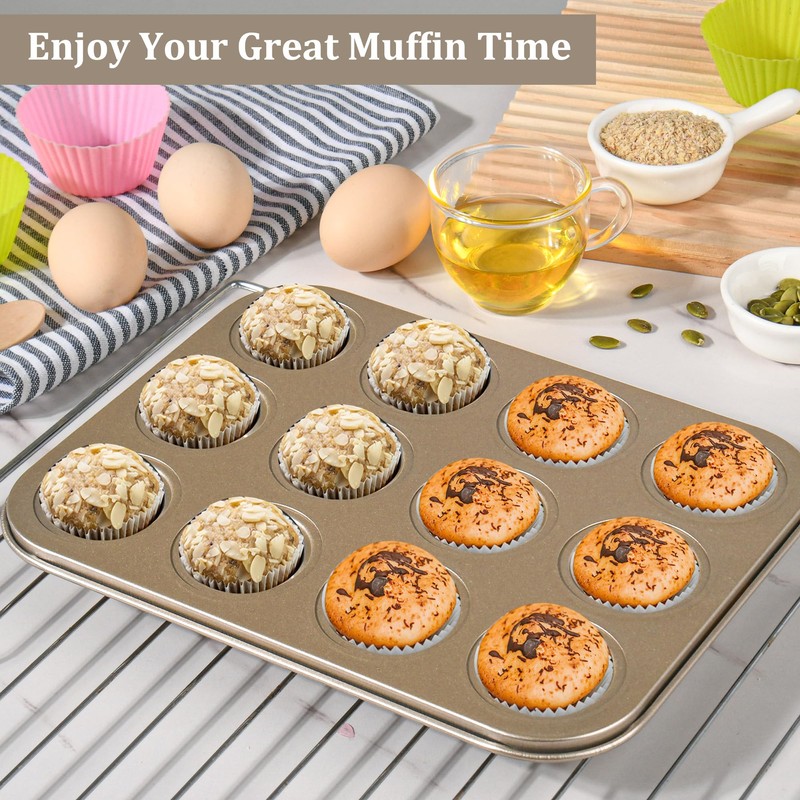 Audingull Mini Muffin Pan, Premium Small Cupcake Pans, Carbon Steel