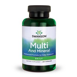 Swanson Swanson Multi and Mineral Daily Men's Women's Multivitamin Multimineral Health Supplement 250 Capsules (Caps)