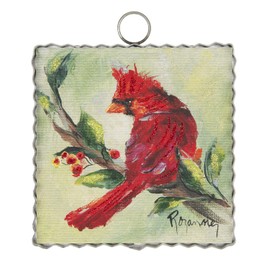 The Round Top Collection - Mini Rozie's Snowy Cardinal Wreath - Metal and Wood