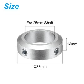 sourcing map Set Screw Shaft Collar for 25mm Shaft, 2pcs Clamping Collars 38mm OD, 12mm Thickness, Aluminum Alloy Clamp-On Collar with M6 Set Screws and a Wrench